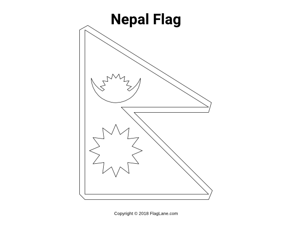 Nepal Flag Coloring Page