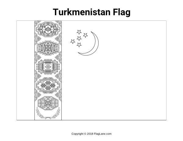 Turkmenistan Flag Coloring Page